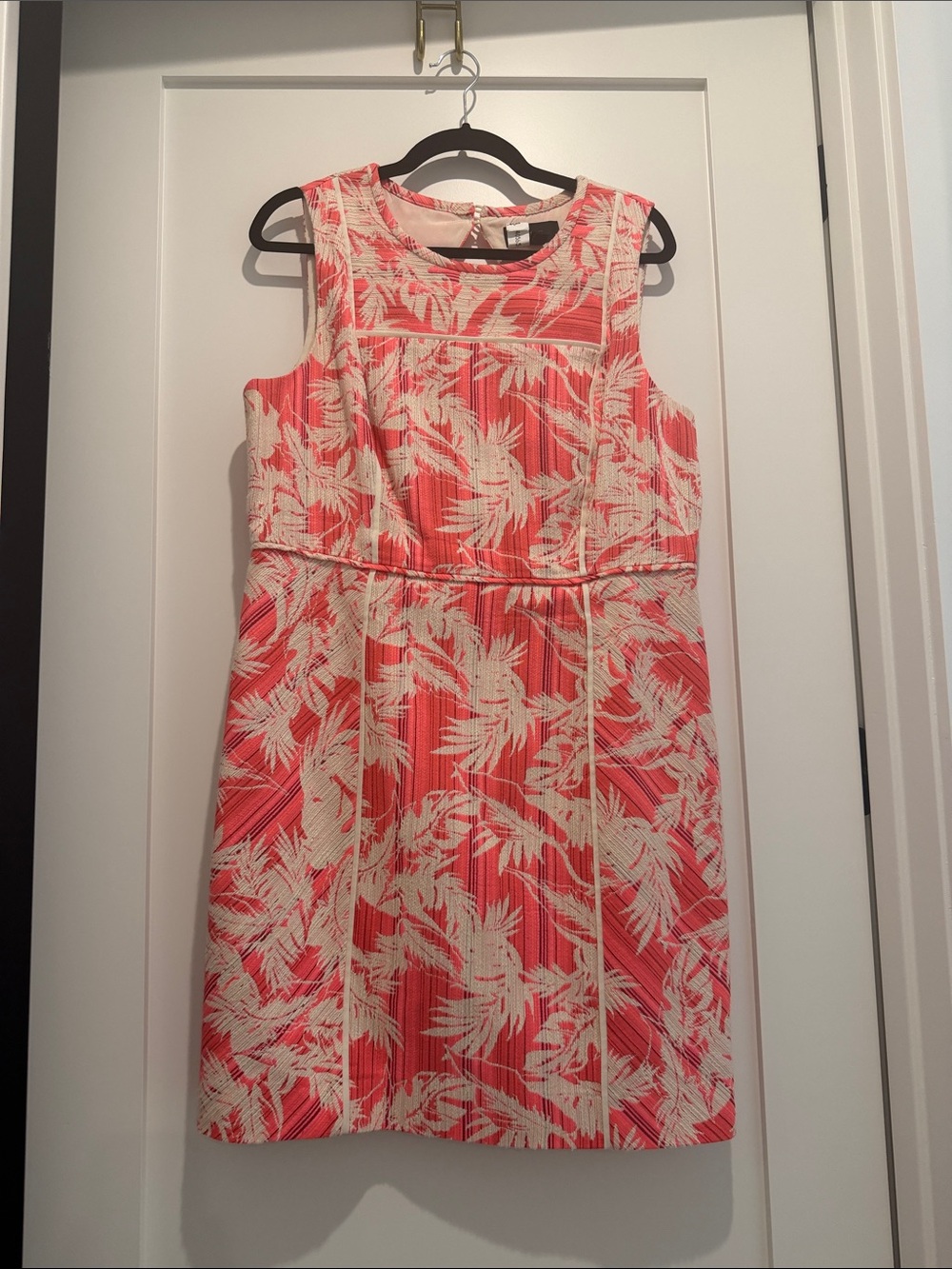 J. Crew Coral and Cream Palm-Print Midi Dress